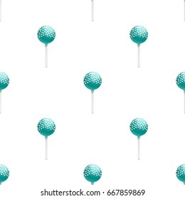 Seamless pattern of cake pops on a stick, isolated on a white background. Food background in vector