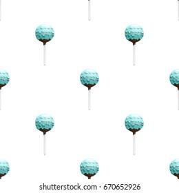 Seamless pattern of cake pops on a stick, isolated on a white background. Food background in vector