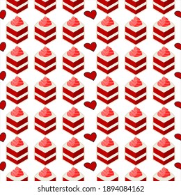 seamless pattern cake slice red velvet sweet dessert bakery design decoration background template idea