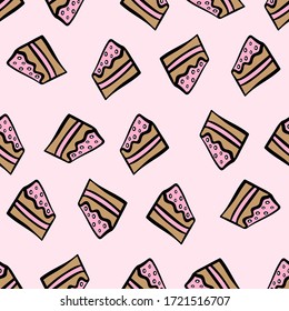 Seamless pattern with cake. Vector illustration.