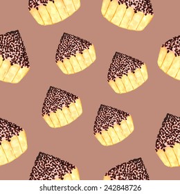 Seamless pattern with Cake. Watercolor illustrations, vector.