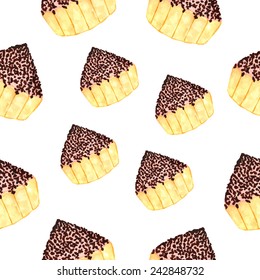 Seamless pattern with Cake. Watercolor illustrations, vector.