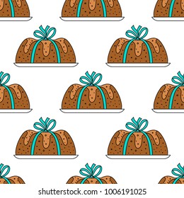 Seamless pattern cake in white background.