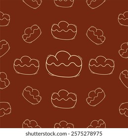 seamless pattern of cake for your food packaging background. simple sweet cake pattern. sweet pancake seamless pattern. pancake with line style for your background pattern