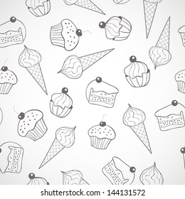 Seamless pattern with cakes.