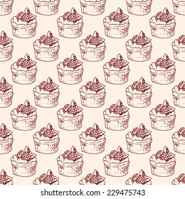 Seamless pattern with cakes.