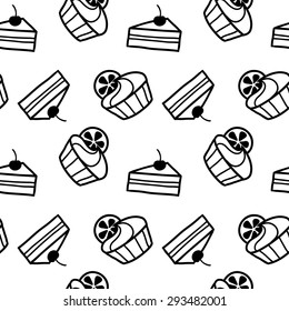 Seamless pattern with cakes