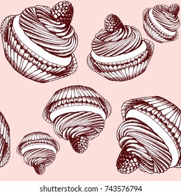 Seamless pattern with cakes.