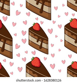 seamless pattern with cakes and hearts illustration