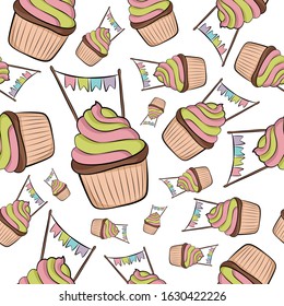 seamless pattern with cakes illustration