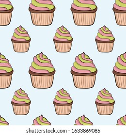seamless pattern with cakes illustration