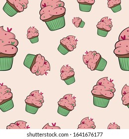 seamless pattern with cakes illustration