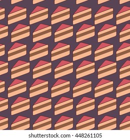 Seamless pattern with cakes on dark lilac background