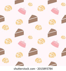 seamless pattern with cakes in pink 