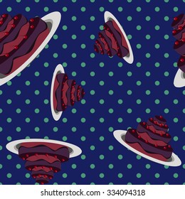 Seamless pattern with cakes, retro style, vector.