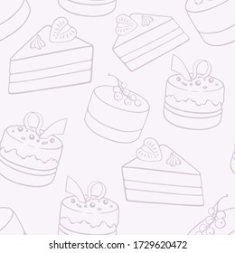 Seamless pattern with cakes.  Sweet deserts for your design. Pattern for fabric, textile, wallpaper, packaging