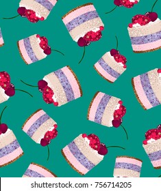 Seamless pattern with cakes, vector illustration