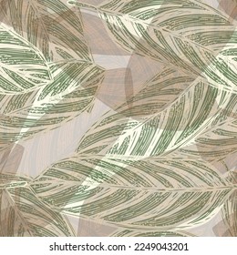 Seamless pattern calathea leaf tropical. Jungle leaves background.