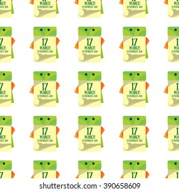 Seamless pattern with a calendar on 17 March.