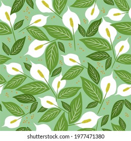 Seamless pattern with calla lilies. Flowers pattern for printing on fabric or wallpaper. Vector illustration