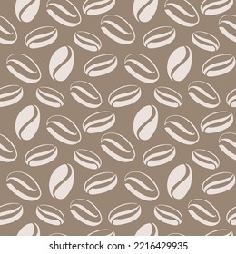 Seamless pattern with calligraphic coffee beans. Hand drawn vector illustration.