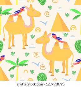 seamless pattern with camel in Scandinavian style - vector illustration, eps