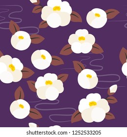 Seamless pattern of camellia flowers