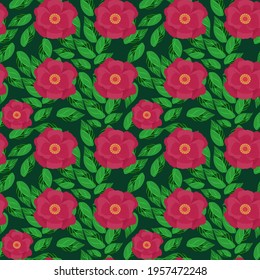 seamless pattern of camellia japonica plant