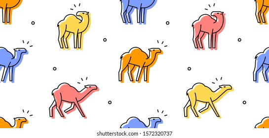 Seamless pattern with Camels. isolated on white background
