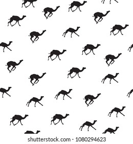 Seamless pattern with camels. Wallpapers camels. Black camel pattern on white background