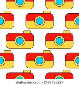 Seamless pattern with Camera icon on a white background. modern vector pattern design for web, textile, wallpapers