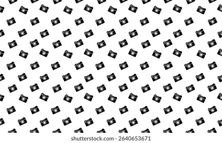 Seamless pattern with cameras on transparent background.