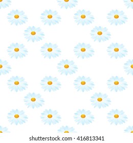 seamless pattern of camomile on white background. Vector illustrator