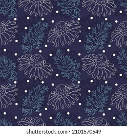 Seamless pattern of camomiles. Trendy floral design for textile, fabric, wallpaper, wrapping. Vector illustration