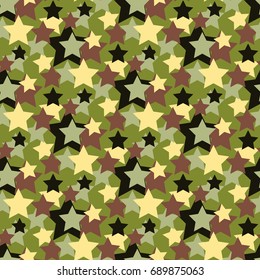 Seamless pattern. Camouflage background of abstract stars. Vector illustration.