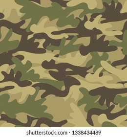 Seamless pattern camouflage background. Vector print in dark forest green colors