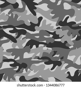 Seamless pattern camouflage background. Vector print in dark black and grey colors