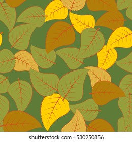 Seamless pattern. Camouflage of birch leaves.