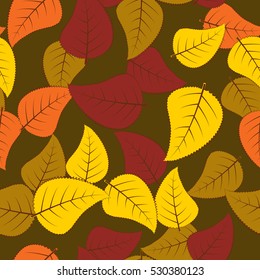Seamless pattern. Camouflage of birch leaves.