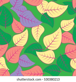 Seamless pattern. Camouflage of birch leaves.