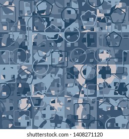 Seamless pattern. Camouflage checkered colors of winter and ice. Fashionable texture. Intersecting geometric shapes. Designed for fabrics, interiors & other creativity.