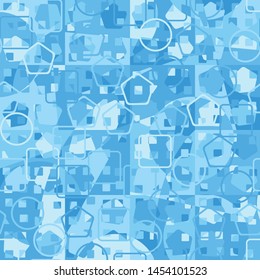 Seamless pattern. Camouflage checkered colors of winter and ice. Fashionable texture. Intersecting geometric shapes. Designed for fabrics, interiors & other creativity.