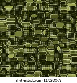 Seamless pattern. Camouflage consisting of uneven blocks. Background consisting of a grid of four-pointed stars.