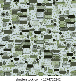 Seamless pattern. Camouflage consisting of uneven blocks. Spotted background.