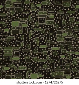 Seamless pattern. Camouflage consisting of uneven blocks. Spotted background.