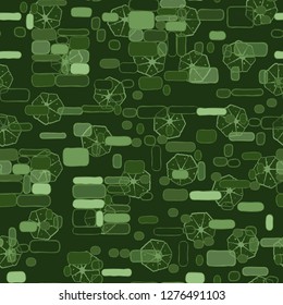 Seamless pattern. Camouflage consisting of uneven blocks. Background consisting of broken heptagonal elements. 