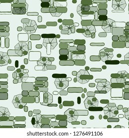Seamless pattern. Camouflage consisting of uneven blocks. Background consisting of broken heptagonal elements. 