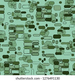 Seamless pattern. Camouflage consisting of uneven blocks. Background consisting of broken heptagonal elements. 