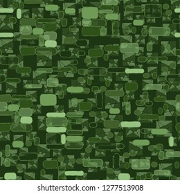 Seamless pattern. Camouflage consisting of uneven blocks.  Background consisting of squares cut by a pentagram.