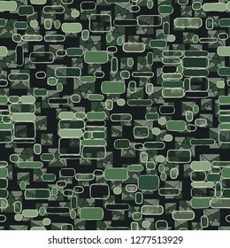 Seamless pattern. Camouflage consisting of uneven blocks.  Background consisting of squares cut by a pentagram.